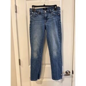 7 For All Mankind Womens Skinny Jeans Medium Wash Blue Denim Size 28 Mid Rise